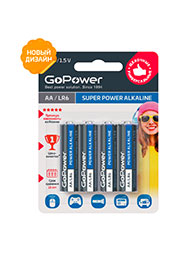 ��������� GoPower LR6 AA BL4 Alkaline 1.5V (4/48/576)