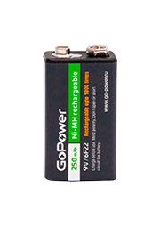 ����������� ������� GoPower ����� 6F22 BL1 NI-MH 9V 250mAh (1/25/100)