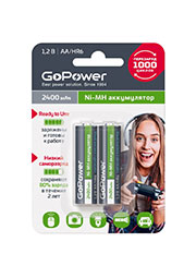 ����������� �������������� RTU GoPower HR6 AA BL2 NI-MH 2400mAh (2/20/