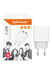 ������� �/� GoPower GP2U 2USB 2.4A 12W ����� (1/108/432)