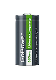 ����������� Li-ion GoPower 16340 PK1 3V 650mAh �/� (1/8/400)