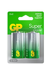 GP 13AA21-2CRSBC2, ��������� GP Super Alkaline G-Tech 13� ����������� D 2 ��. �� ��������
