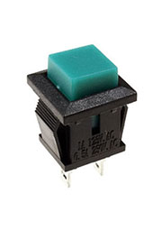 PB-02GN-G, кнопка без фиксации 250В 0.5А зеленая(аналог SPA-108B4 PSW9A)
