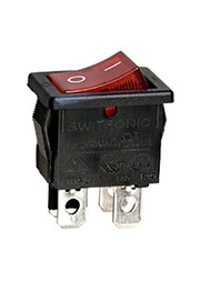 R19-20IBRBT2-G, переключатель клавишный ON-OFF 250В 6A с красной подсветкой (аналог B1151 SWR45)
