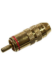 1-284G RED, штекер RCA металл с термостойким изолятором на кабель красный позолоченный