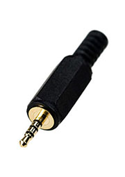 1-021G, штекер аудио-видео 2.5мм 4 контакта пластик на кабель  позолоченный 