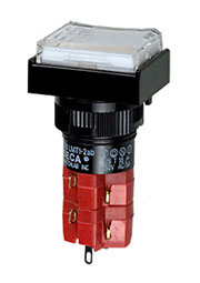 D16LMT1-2ABKW, Переключатель кнопочный без фиксации 250В/5А LED подсветка 24В