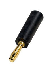 1-624G, штекер-банан пластик на кабель до 4.0 мм, винт, черный позолоченный