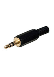 1-041G, штекер аудио 3.5мм стерео пластик на кабель  позолоченный 