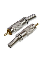 1-218G, штекер RCA металл на кабель черный позолоченный
