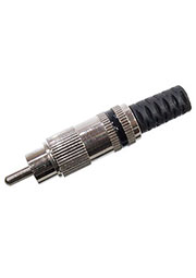 1-214 BLACK, штекер RCA металл на кабель черный