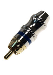 1-262G BLUE, штекер RCA металл на кабель синий  позолоченный 