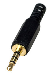 1-070G, штекер аудио-видео 3.5мм 4 контакта пластик на кабель  позолоченный 