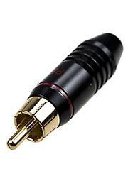 1-226G RED, штекер RCA металл на кабель красный 51мм  позолоченный 