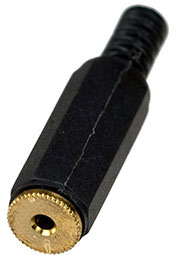 1-031G, гнездо аудио 2.5мм  стерео пластик  на кабель  позолоченный 