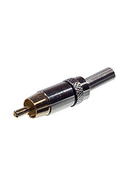 1-278G, штекер RCA металл на кабель черный позолоченный