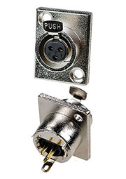 1-557-3, разъем mini XLR 3 конт. гнездо металл на корпус