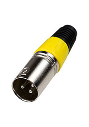 1-503 YE, разъем XLR 3 контакта штекер металл цанга на кабель желтый