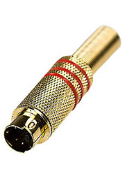 1-412G, раз.mini DIN 4 контакта (s-vhs)штекермет. позол. на каб.3 полосыкрас.