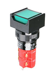 D16LAS2-2ABKG, Переключатель кнопочный с фиксацией 250В/5А LED подсветка 24В