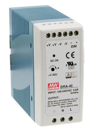 DRA-40-12, AC-DC, 40.1,  DIN ,  90...264 AC, 47...63, 127...370 DC,  12/3.34 Mean Well