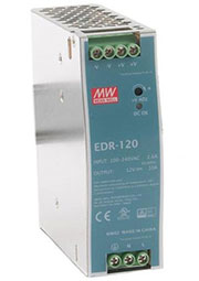 EDR-120-12, AC-DC, 120Вт, вход 90 264V AC, 47 63Гц /127 370В DC, выход 12В/10A, рег. вых 12...14В, и