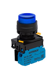 KIPPRIBOR Кипприбор SB-22.BFE.10.B03B, Кнопка с фикс., подсв., выст., NO, 24 V AC/DC, син кнопки управления