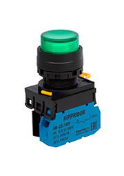 KIPPRIBOR Кипприбор SB-22.BFE.10.G03G, Кнопка с фикс., подсв., выст., NO, 24 V AC/DC, зел кнопки управления