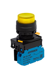 KIPPRIBOR Кипприбор SB-22.BFE.10.Y03Y, Кнопка с фикс., подсв., выст., NO, 24 V AC/DC, жел кнопки управления